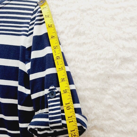 T-Shirt Size M Navy Stripe Sailorcore Resort Cruise Coastal Grandma Nautical Y2K - Picture 6 of 12